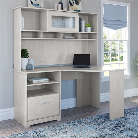 Bush Furniture Cabot 60w Corner Desk With Hutch Off White Walmart