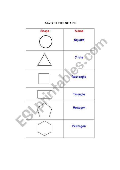 English Worksheets 2d Shapes Images
