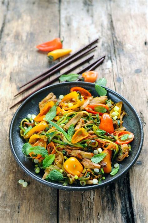 Il s'agit d'un wok végétarien et éventuellement vegan selon le type de nouilles que. Wok multicolore aux légumes et à l'émincé de soja et de ...