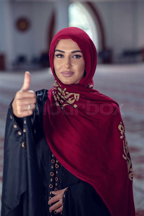 Young Woman Wearing Hijab Posing At Mosque Stock Image Colourbox