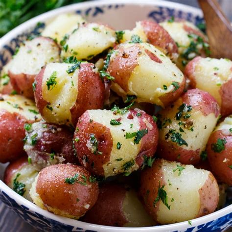 Boiled Red Potatoes With Garlic And Butter Buttered Parsley Potatoes Spicy Southern Kitchen