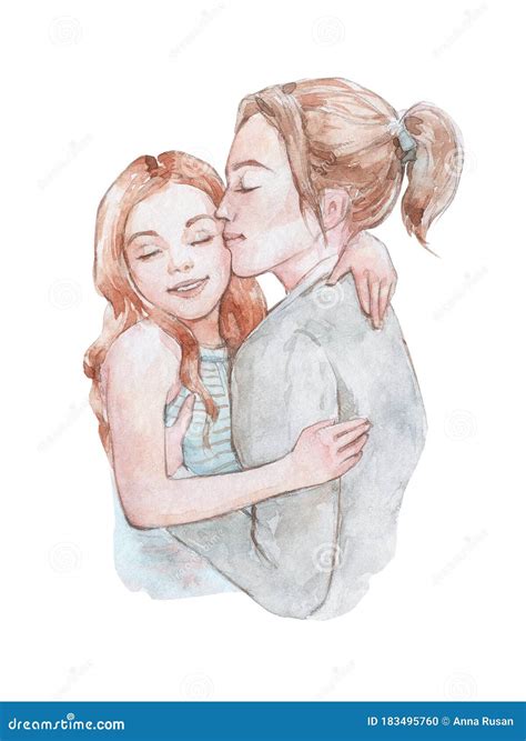 Madre Besando A Su Hija Stock De Ilustración Ilustración De Paternidad