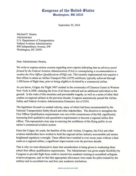 Congressman Higgins' Letter to Administrator Huerta | Congressman Brian Higgins