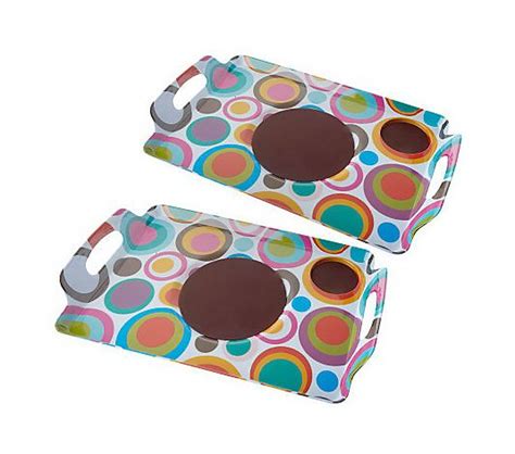 Set Of 2 Lappers Dining Lap Trays With Silicone Mats