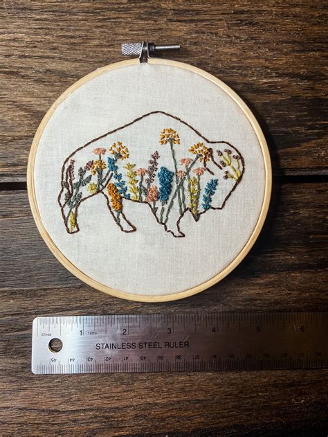 Wildflower Buffalo Embroidery 55 Etsy