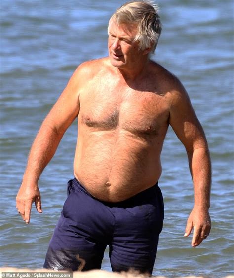 Alec Baldwin Goes Shirtless On Beach Outing With Pregnant Wife Hilaria