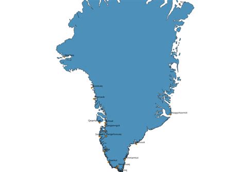 Map Of Greenland With Cities Greenland Cities Map