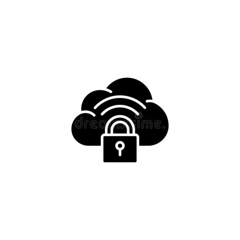 Cloud Security Black Icon Concept Cloud Security Flat Vector Symbol