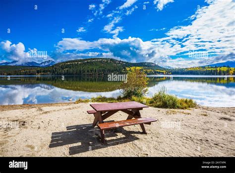 On The Shore Table And Benches For Picnic Stock Photo Alamy