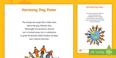 Harmony Day Poem Teacher Made Twinkl