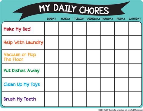 Chore Chart For Preschool Clip Art Library