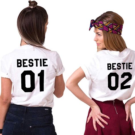Best Friend T Shirts Bff Matching T Shirt Cotton Women Fashion Chic