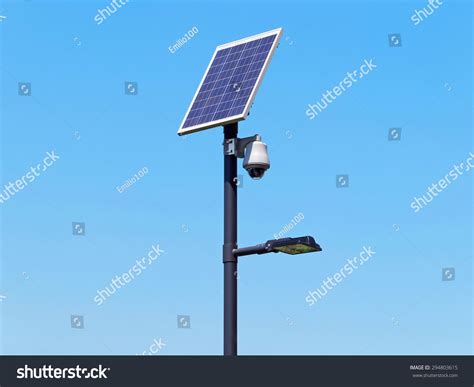Street Lighting Pole With Photovoltaic Panel And Surveillance Camera
