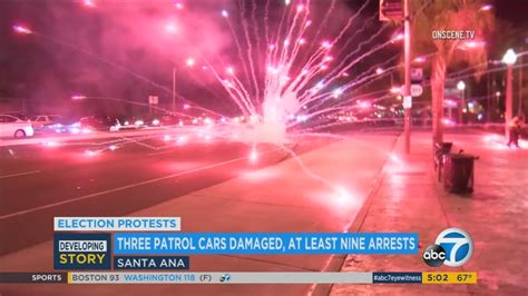 Police Fire Rubber Bullets At Anti Trump Protesters In Santa Ana 10 Arrested Abc7 Los Angeles