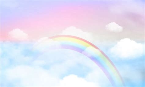 Rainbow On Sky Background And Pastel Col Premium Vector Freepik