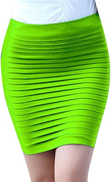 creazy 1pc fashion womens elastic pleated high waist package hip short skirt army green at