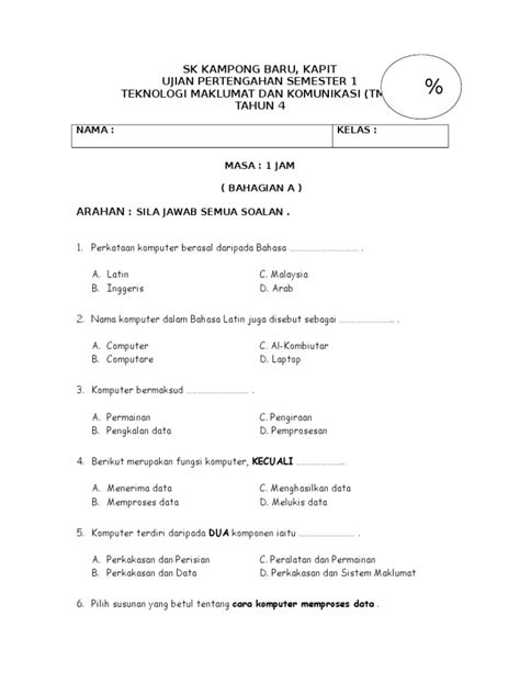 Kenali komputer merupakan topik tmk kssrpk tahun 4 bermasalah pembelajaran. UJIAN MAC TMK TAHUN 4