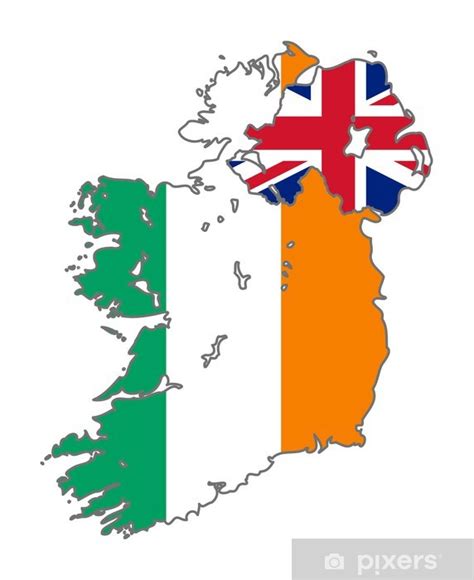 Fotomural Bandera De Irlanda En El Mapa Pixers Es