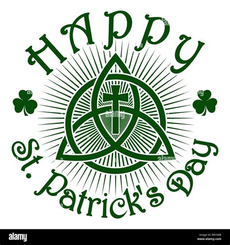 Happy St Patricks Day Green Celtic Pattern With A Cross Vector
