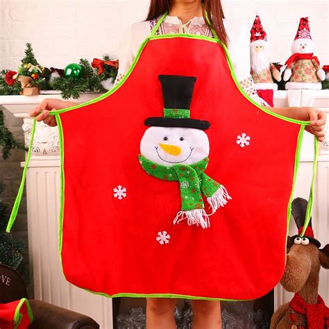 1pcs Red Christmas Apron Non Woven Cloth Aprons Adult Bibs Home Kitchen Cooking Baking Cleaning