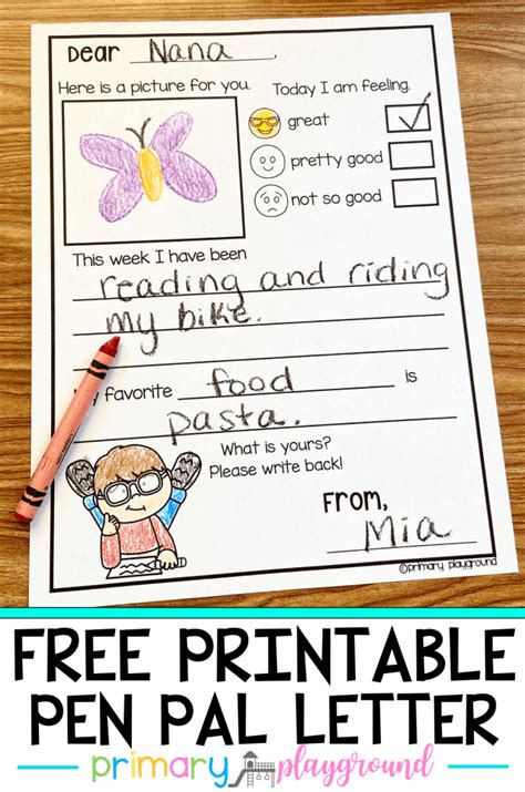 Free Printable Pen Pal Letter Primary Playground