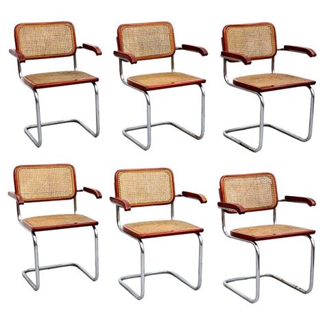 mid century modern set of 4 marcel breuer cesca cane and chrome chairs at 1stdibs