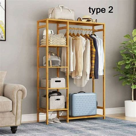 Wooden Clothes Rack Stand Coat Shoes Rack 3 Tire 2 In 1 Heavy Etsy