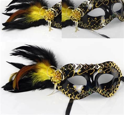 Masquerade Hallowmas Venetian Masks Sexy Women Flower Feather Imitation
