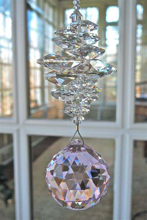 Pink Swarovski Crystal Suncatcher Prism Por Heartstringsbymorgan