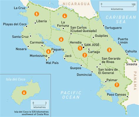 Map Of Costa Rica Cahuita Quepos Montezuma Nosara Costa Rica Area