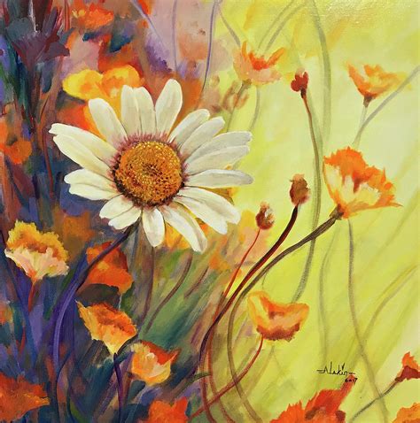 Summer Wild Flowers Painting By Alan Lakin Fine Art America