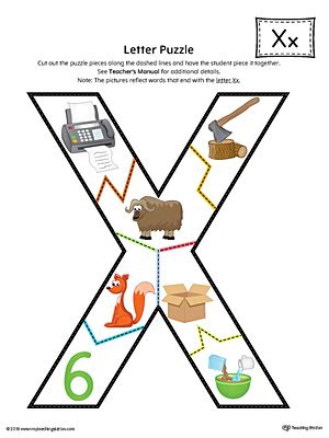 letter x puzzle printable color myteachingstationcom