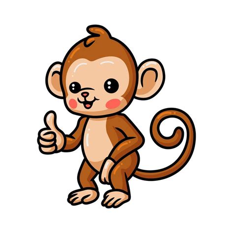 Cute Baby Monkey Cartoon Giving Thumb Up 9877439 Vector Art At Vecteezy