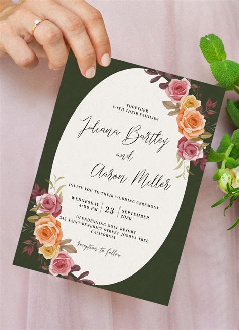 Download Printable Graceful Roses Fall Wedding Invitation Pdf