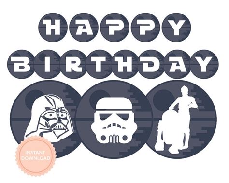Instant Download Star Wars Happy Birthday Banner Star Wars Etsy México