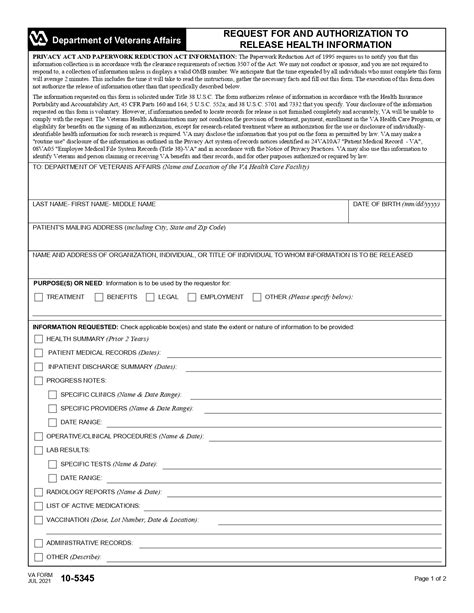 Va Form 10 5345 ≡ Fill Out Printable Pdf Forms Online