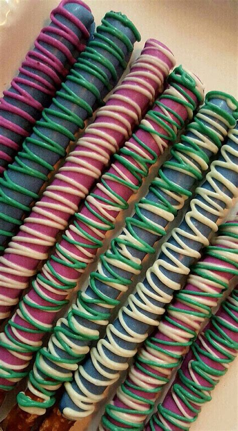 Gourmet Chocolate Covered Pretzels Rods Blue And Lavendar Etsy