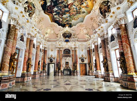 Emperors Hall In The Benedictine Abbey Ottobeuren Bavaria Germany