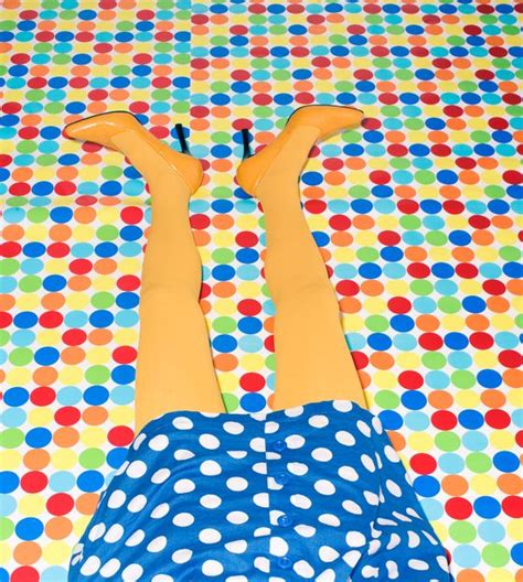Womans Yellow Legs On Polka Dot Floor By Mimi Haddon Polka Dots
