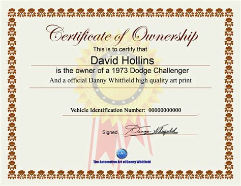 Certificate Of Ownership Template Certificate Of Ownership Template Certificate Of Ownership