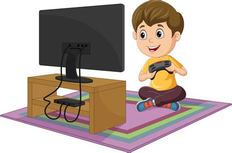 Niño Pequeño De Dibujos Animados Jugando Videojuegos 8734680 Vector En