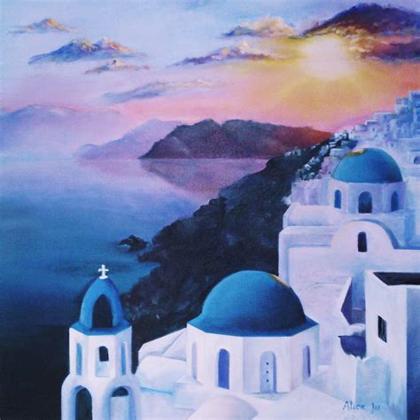 Santorini Greece 2009au Sketch Painting