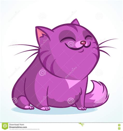 Vector Illustration Of A Cute Smiling Purple Fat Cat With