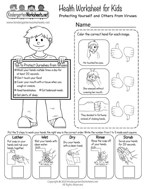 Free Printable Health Worksheet For Kindergarten
