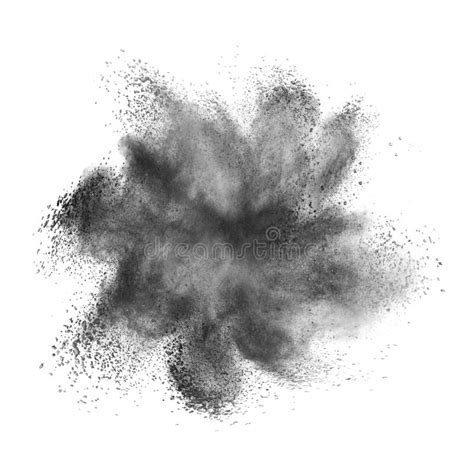 Dark Grey Dust Splash Or Explosion On A White Background Stock Image