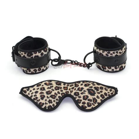 Newest 2pcs Smspade Leopard Velvet Adult Sex Products Blindfold