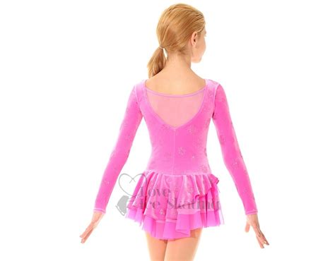 Mondor Velvet Pink Glitter Skating Dress Love Ice Skating