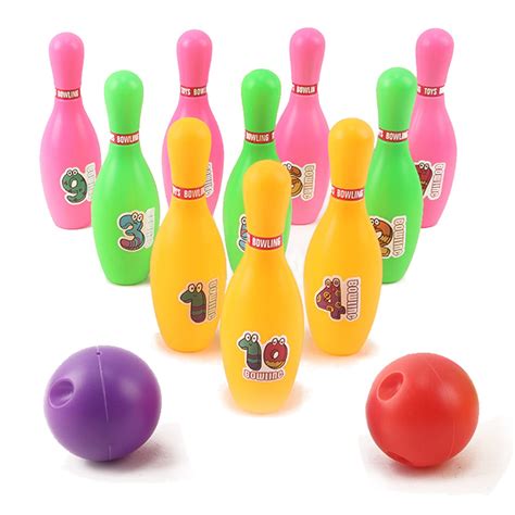 Toy Bowling Set For Toddlers 12 Pieces With 10 Pins 2 Balls And