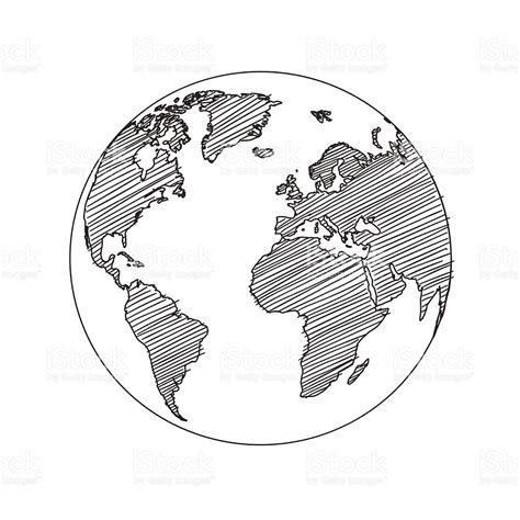 A Drawing Of The Earth In Black And White