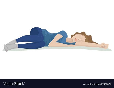 Girl Is Laying On Floor Royalty Free Vector Image
